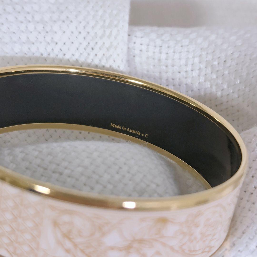 エルメスHERMESエマイユGM七宝焼バングルブレスレット白ホワイト金ゴールド