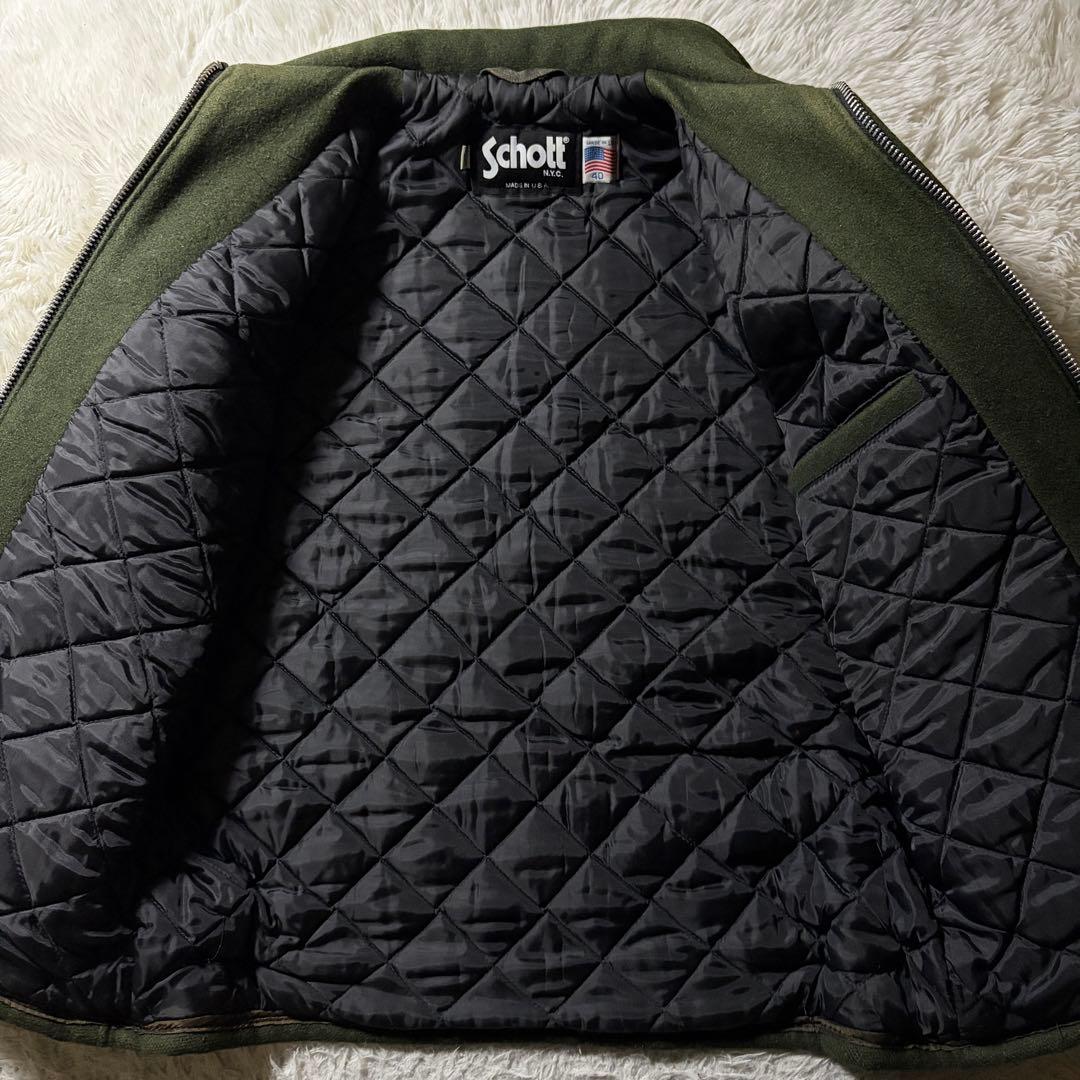 【米国製】schott ウールコート　グリーン　刺繍　ロゴ　720J 40