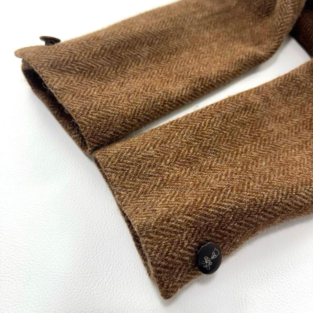 ラルフローレン ウール アルパカ テーラードジャケット レザー襟 ヘリンボーン