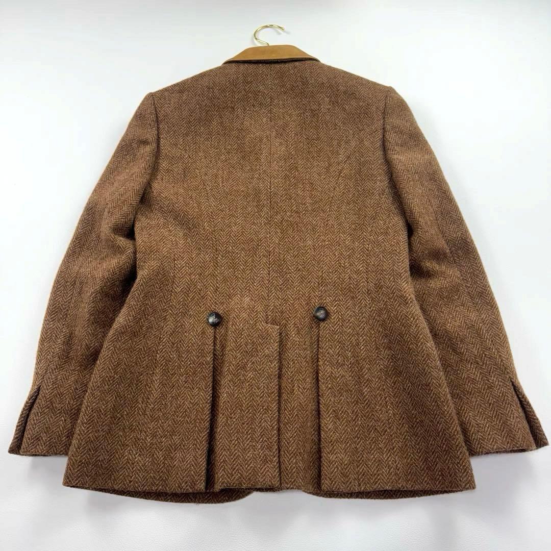 ラルフローレン ウール アルパカ テーラードジャケット レザー襟 ヘリンボーン