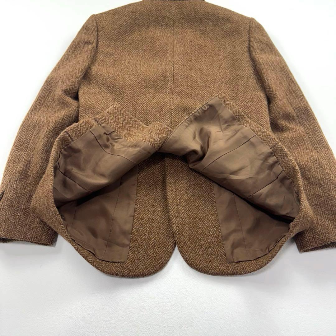 ラルフローレン ウール アルパカ テーラードジャケット レザー襟 ヘリンボーン
