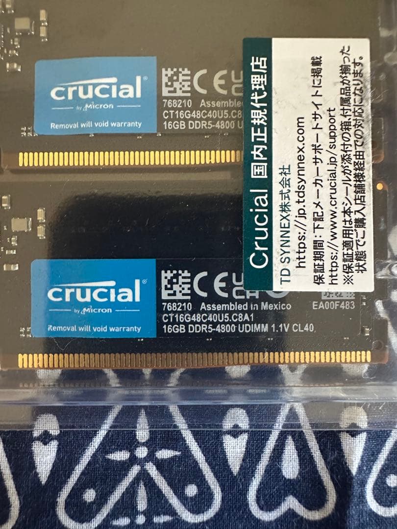 Crucial DDR5-4800 16GB×2（32GB）メモリ RAM