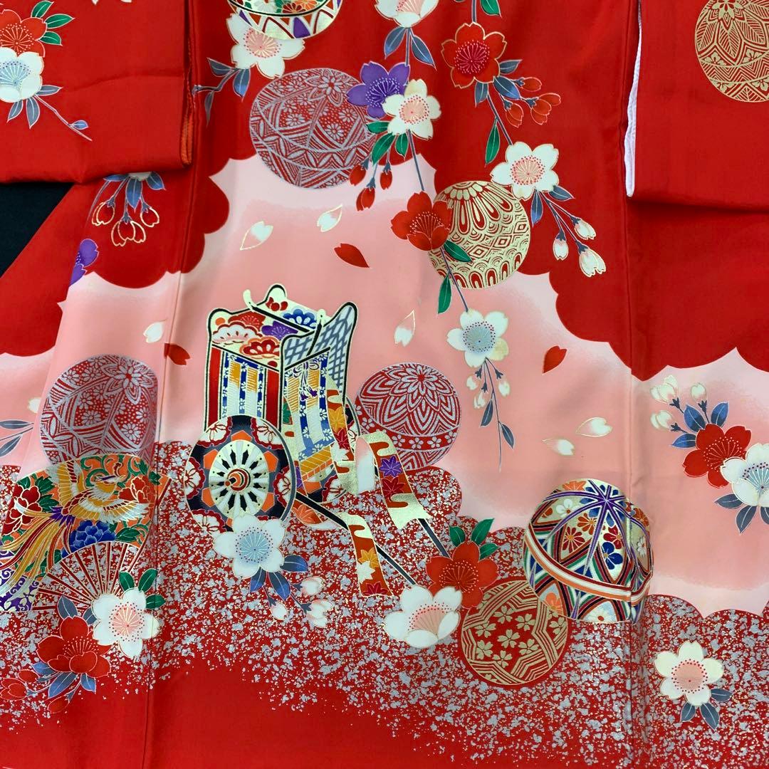 新品（純古典仕様）お宮参り 産着 祝着のきもの　京友禅染　四季花車王朝毬古典文