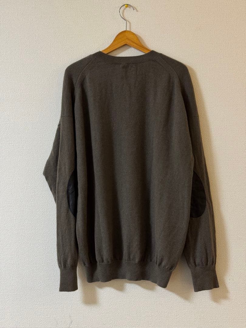 H*】様 cash & barba モンゴリアンカシミヤ エルボーパッチ クルー