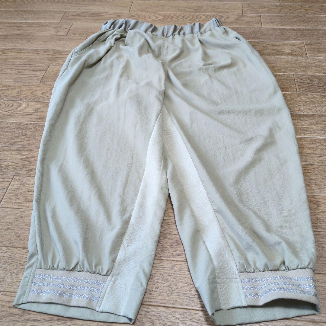 オレボレブラ♥️ぶたさんゴールドラメビジュ涼感ベージュサルエルパンツ