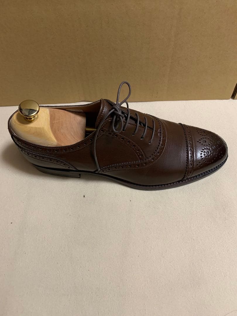 浅草靴誂 ブラウン セミブローグ7.5(25.5cm)