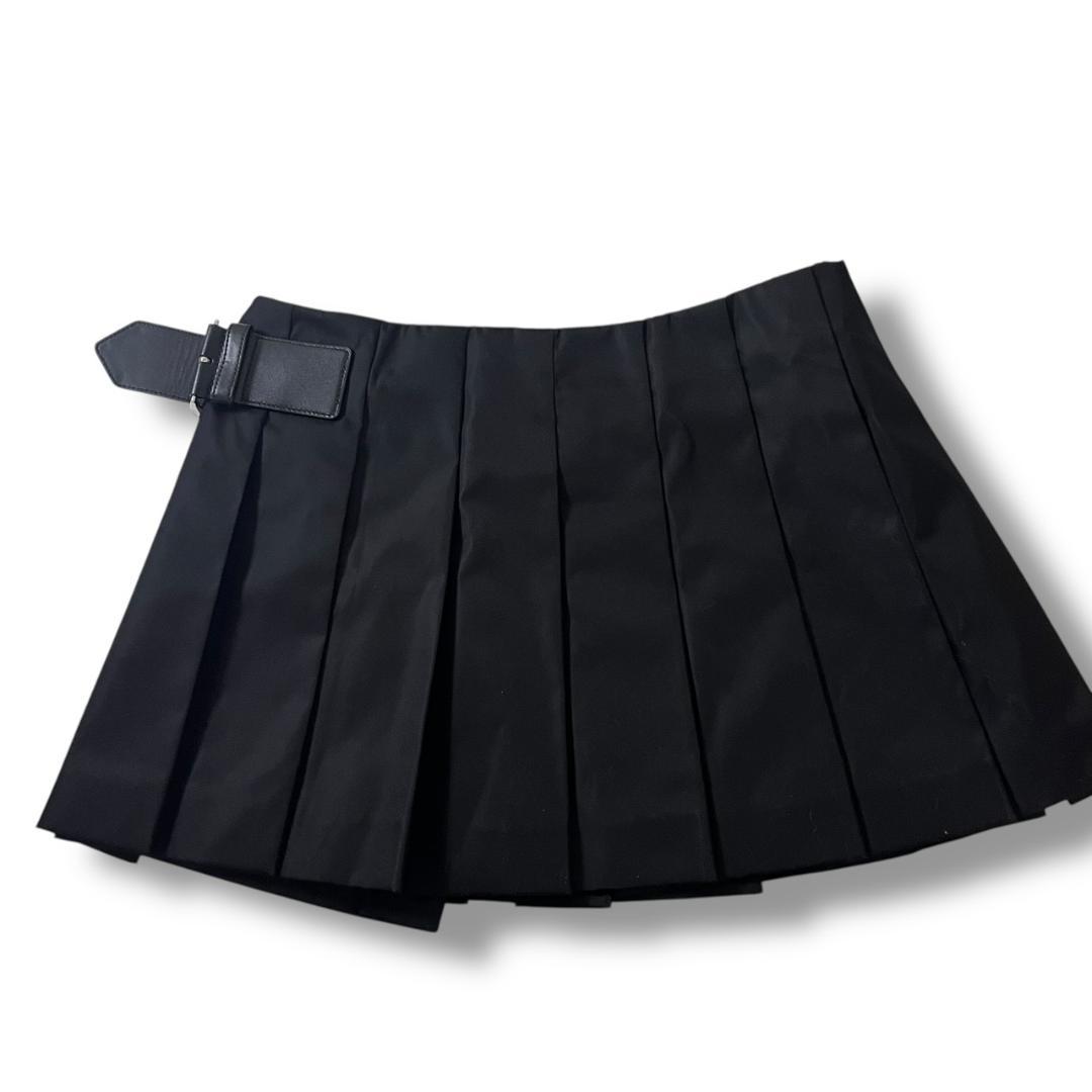 美品 PRADA Re-Nylon ベルト付 プリーツ ミニスカート 38