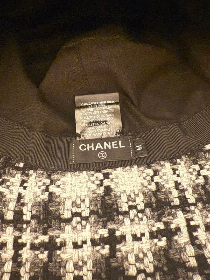 CHANEL ツイード チェック柄 バケットハット Mサイズ