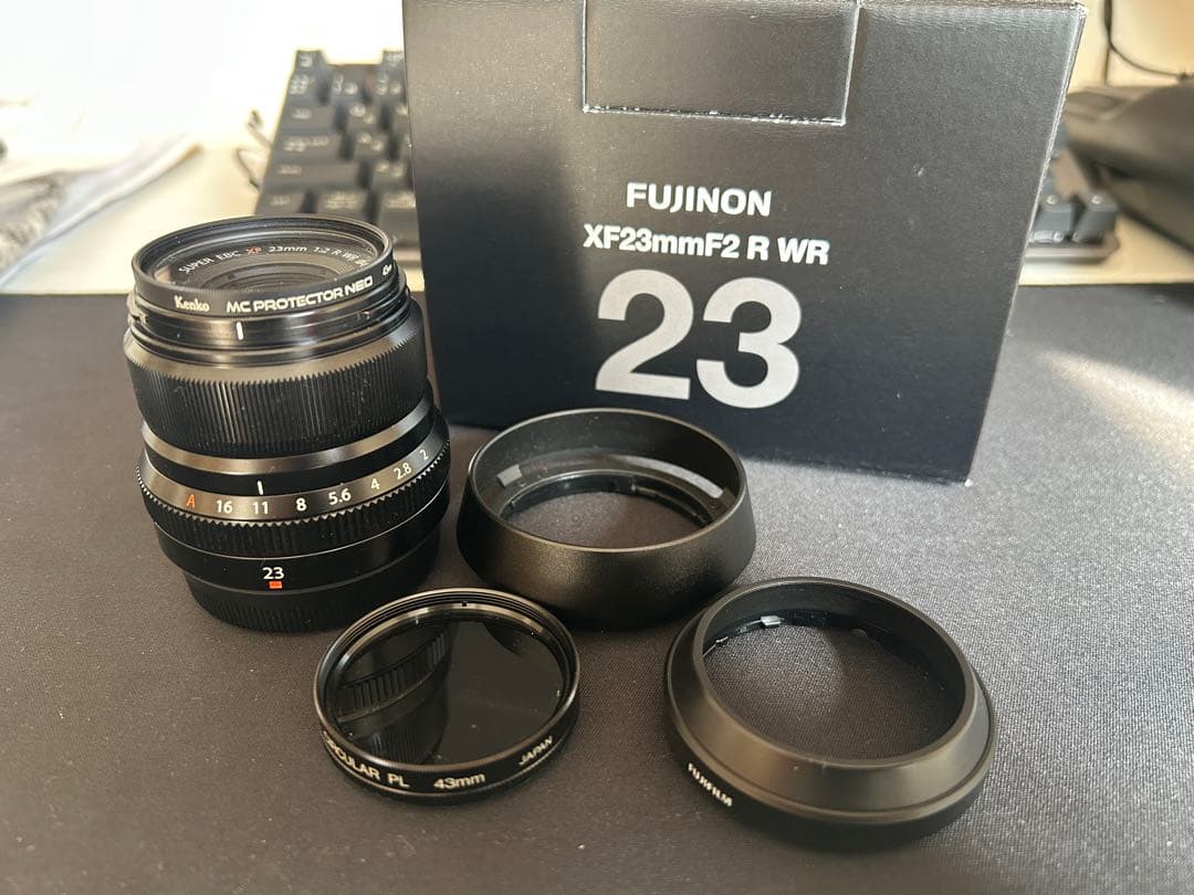 XF23mmF2 R WR レンズ 43mmフィルター、純正フード付き