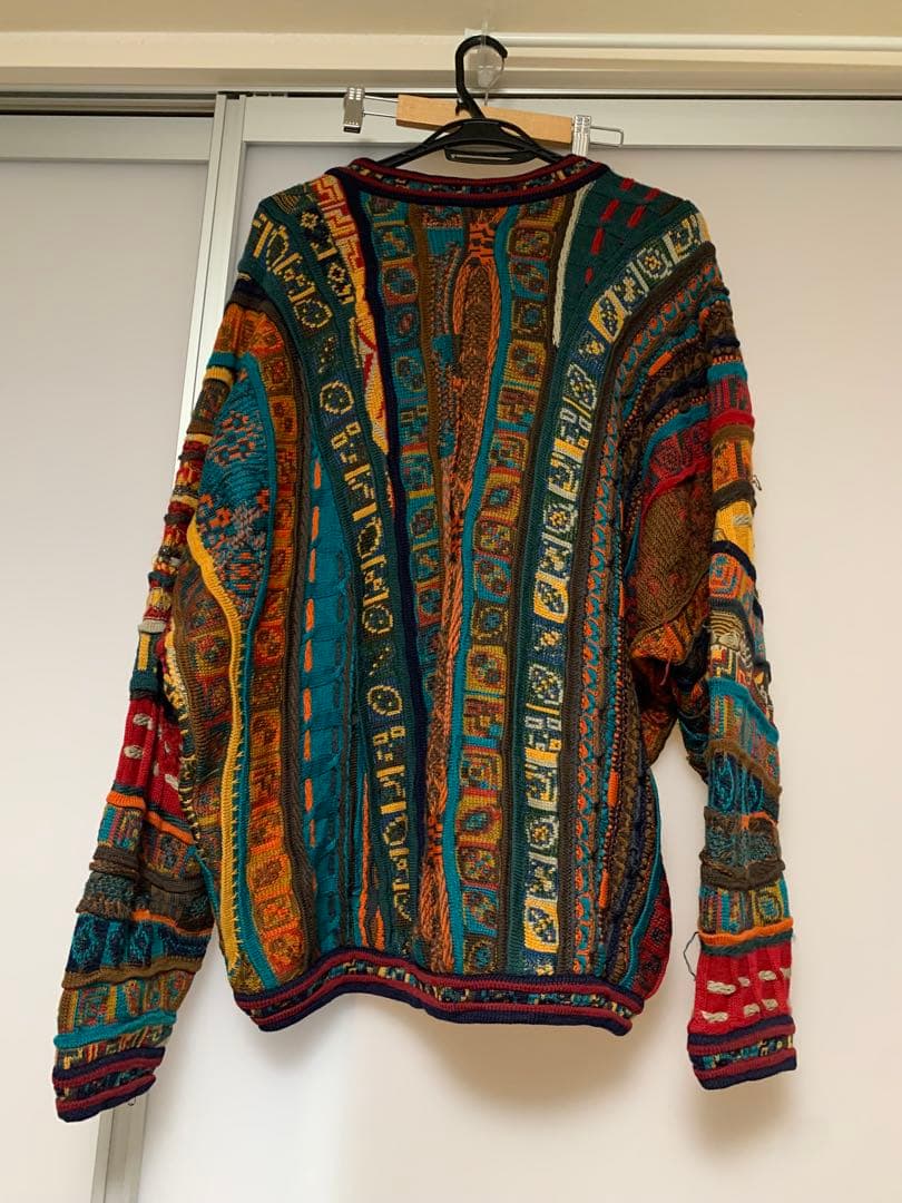 90s COOGI クージー Vネック 3Dニット XL オーストラリア製｜ボロ