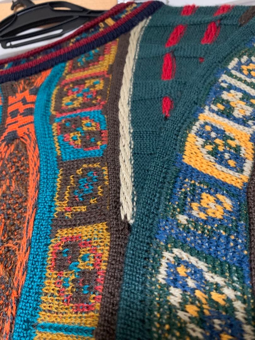 90s COOGI クージー Vネック 3Dニット XL オーストラリア製｜ボロ