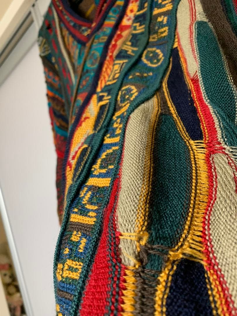 90s COOGI クージー Vネック 3Dニット XL オーストラリア製｜ボロ