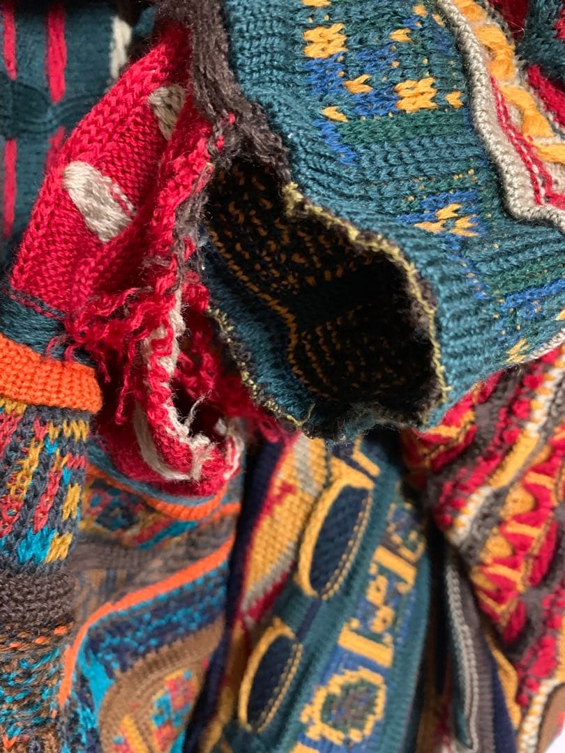 90s COOGI クージー Vネック 3Dニット XL オーストラリア製｜ボロ