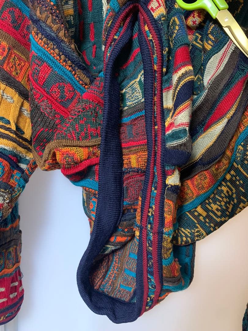 90s COOGI クージー Vネック 3Dニット XL オーストラリア製｜ボロ