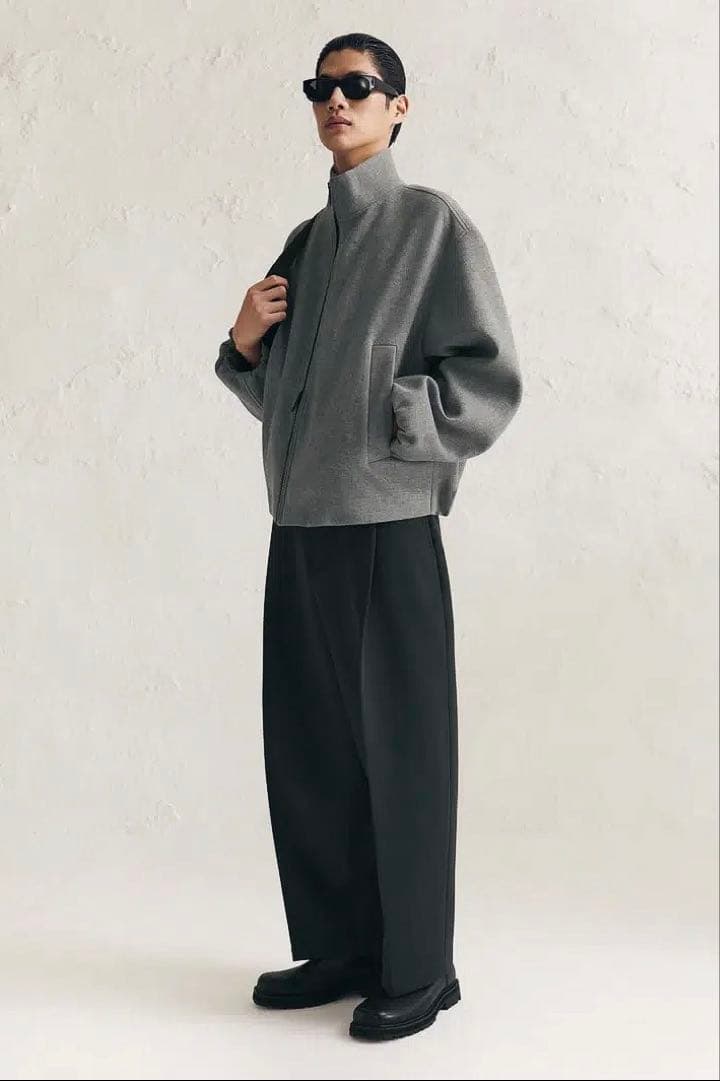 未使用 デッドストック スタジオニコルソン ザラ ウール ワイド スラックス 黒