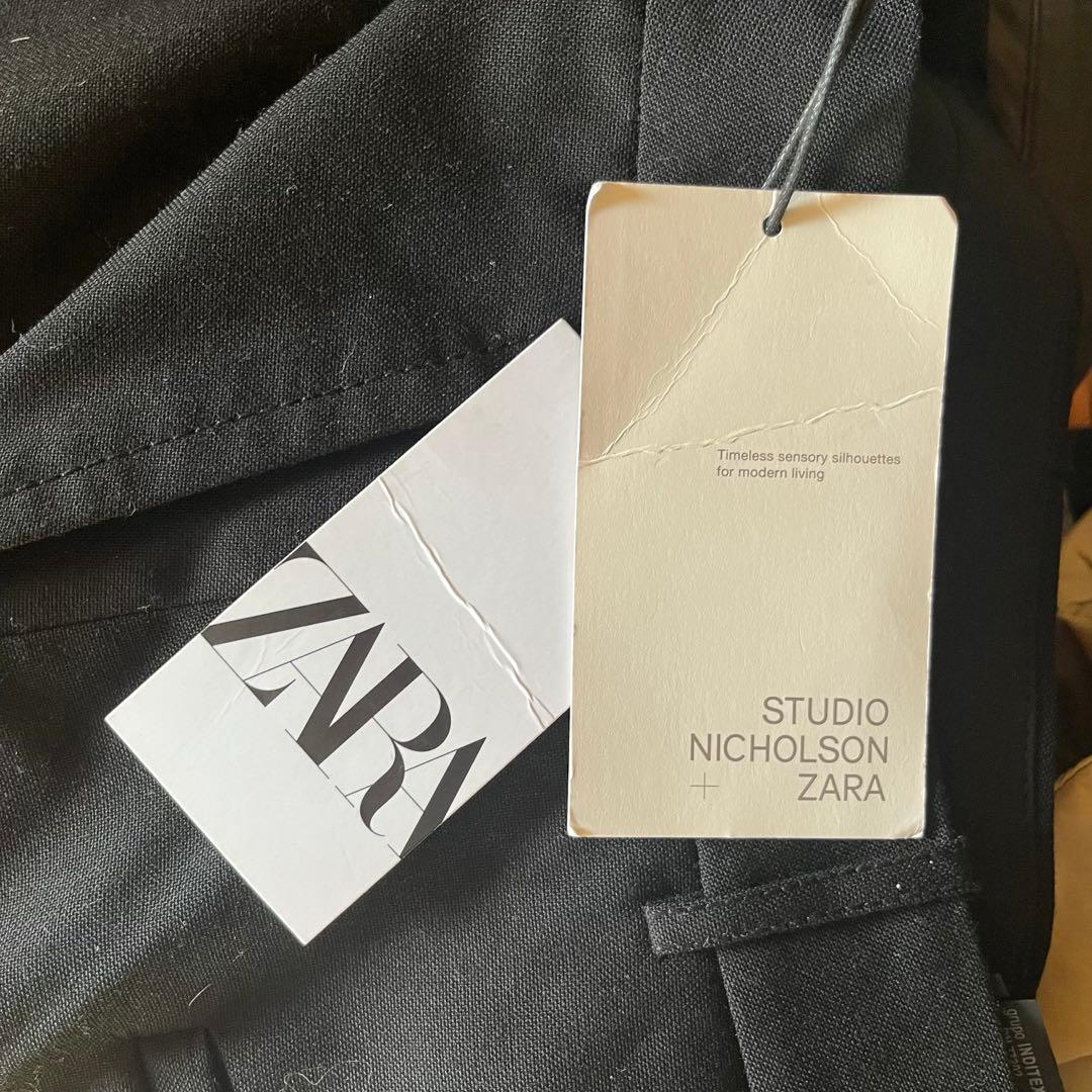 未使用 デッドストック スタジオニコルソン ザラ ウール ワイド スラックス 黒