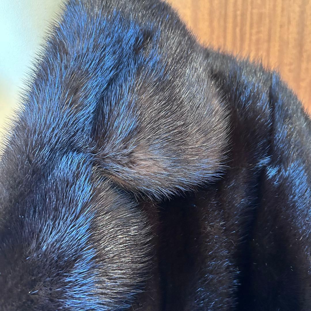 ミンク 毛皮 コート 濃茶 サイズ11 着丈105cm 美品 タグほつれあり