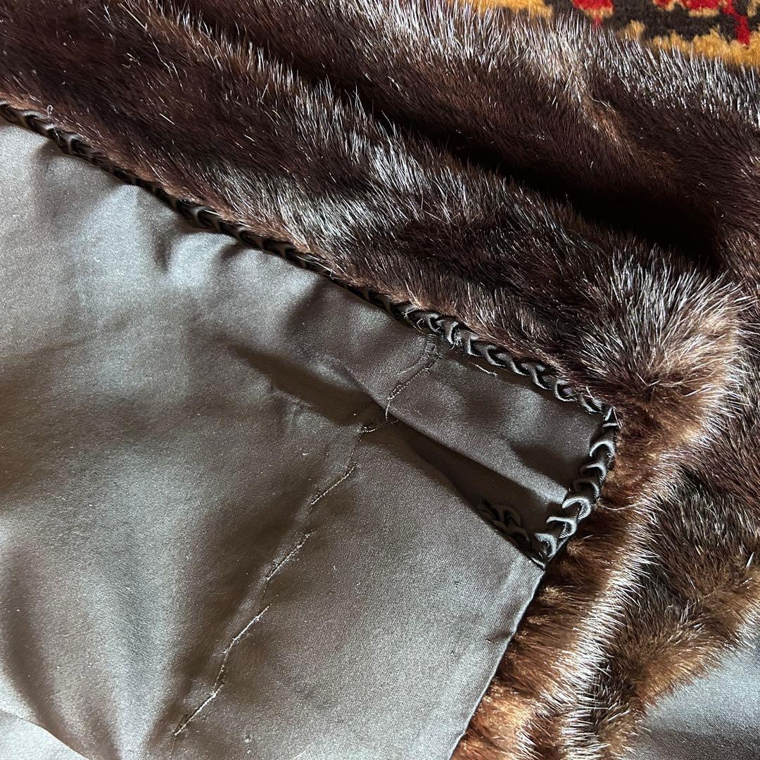 ミンク 毛皮 コート 濃茶 サイズ11 着丈105cm 美品 タグほつれあり