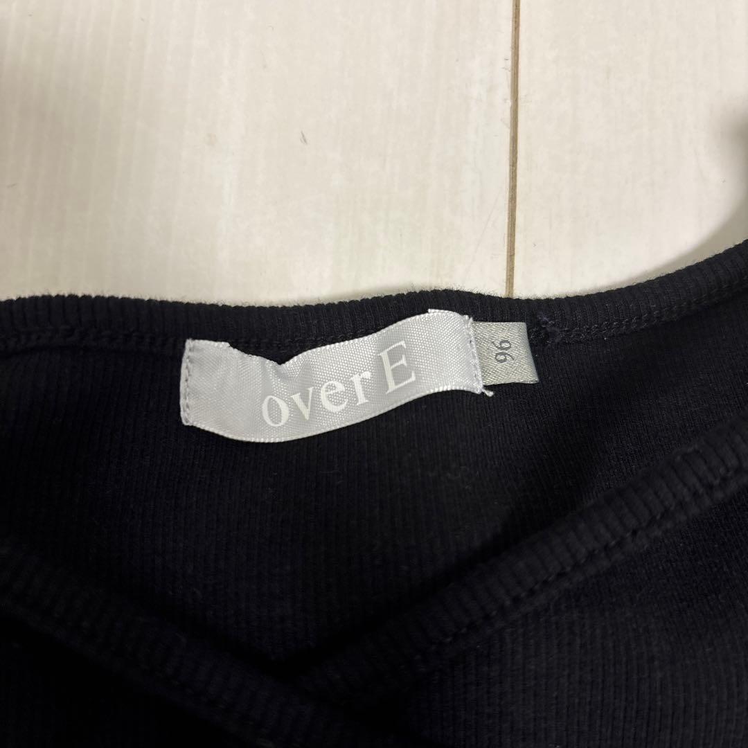 overe Vネックストラップカットソー：ブラック96サイズ