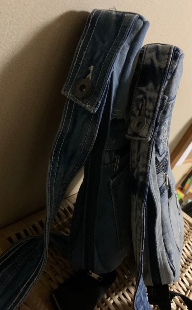 【キンザン号】しずく型ボディバッグ（小サイズ）×2(特注)デニムリメイク