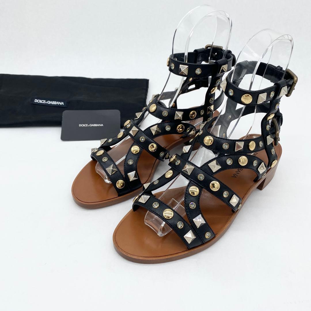 A16595 未使用 ドルチェ&ガッバーナ スタッズグラディエーターサンダル36