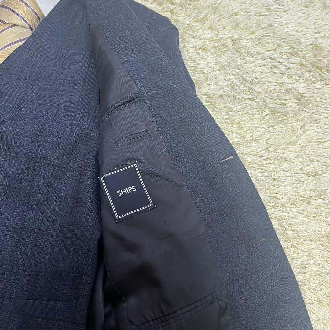 シップス SHIPS ロロピアーナ スーツ セットアップ チェック ネイビー M
