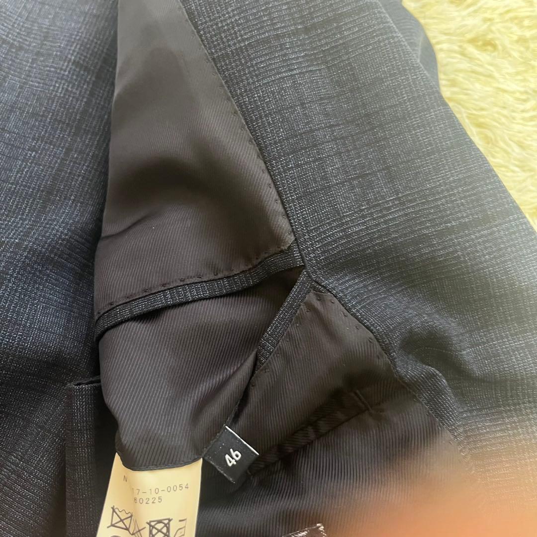 シップス SHIPS ロロピアーナ スーツ セットアップ チェック ネイビー M