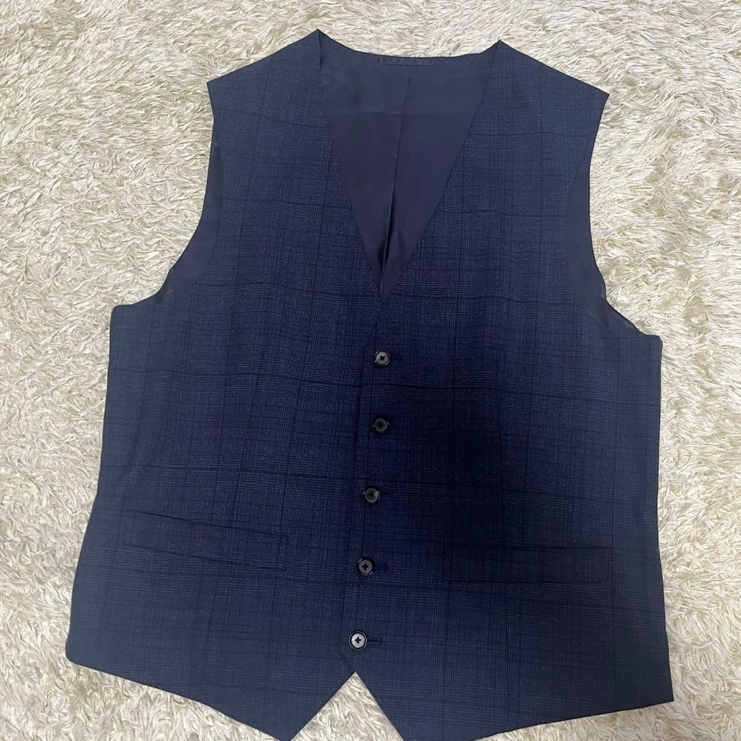 シップス SHIPS ロロピアーナ スーツ セットアップ チェック ネイビー M