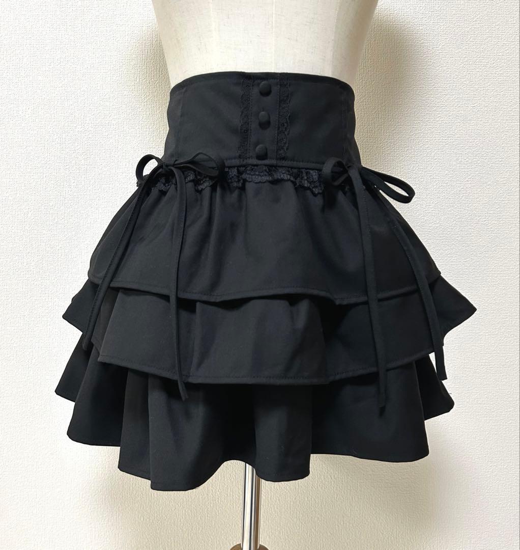 美品✨ HONEYMEW　ティアードフリルスカート　ミシェルマカロン　インパン