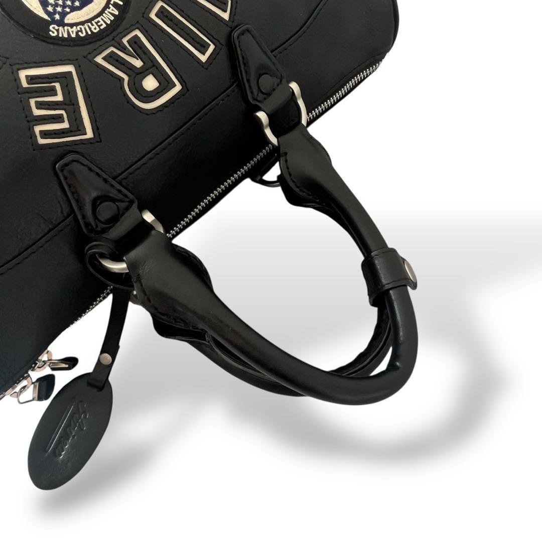 AVIREX レザー ミニ ボストンバッグ ブラック USA ロゴ y2k