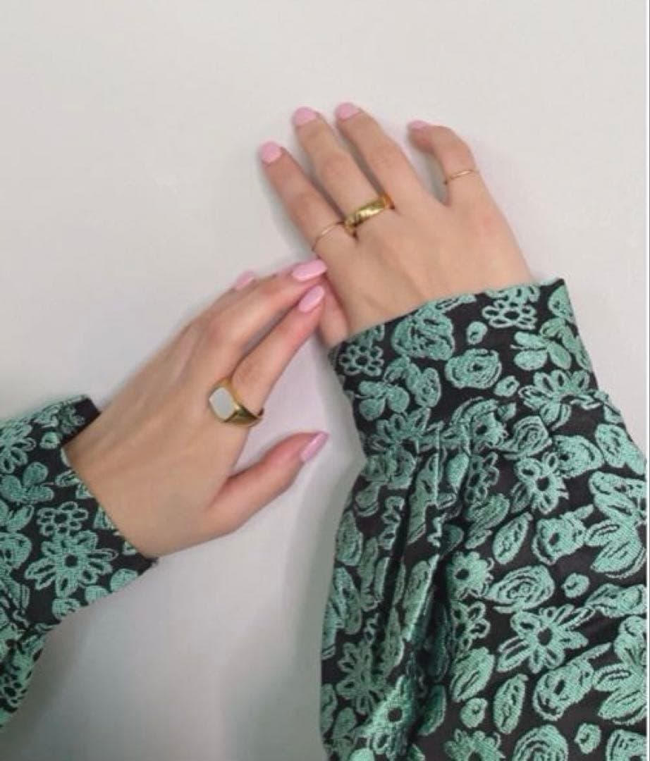 SANSeLF ジャガードフラワードレス　ロング丈　グリーン　花柄　ワンピース