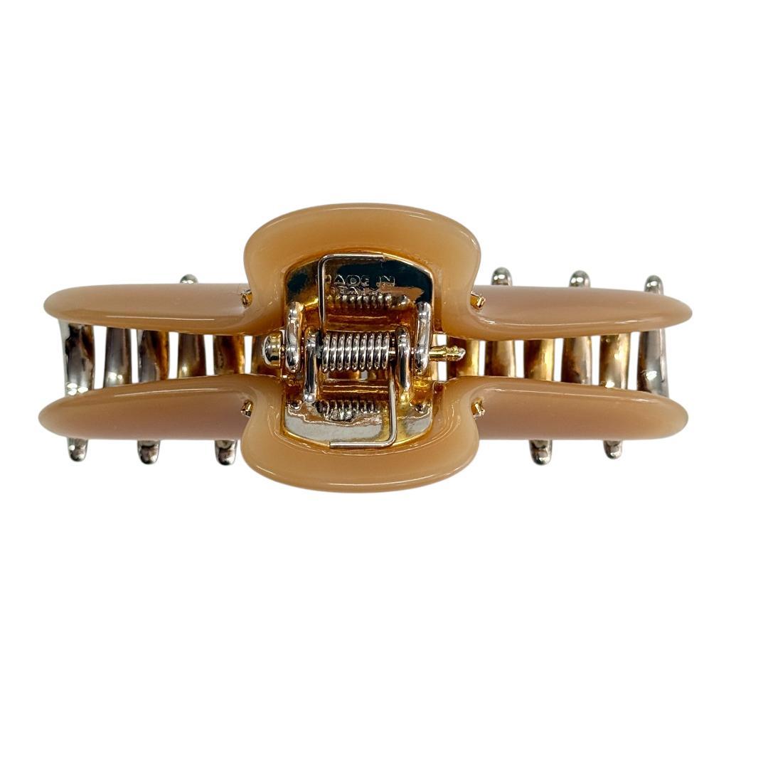 美品 acca ヘアクリップ ラインストーン ピンクベージュ ゴールド