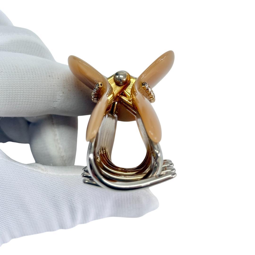 美品 acca ヘアクリップ ラインストーン ピンクベージュ ゴールド