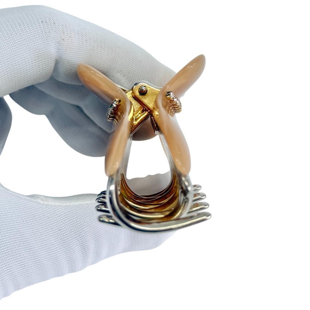 美品 acca ヘアクリップ ラインストーン ピンクベージュ ゴールド