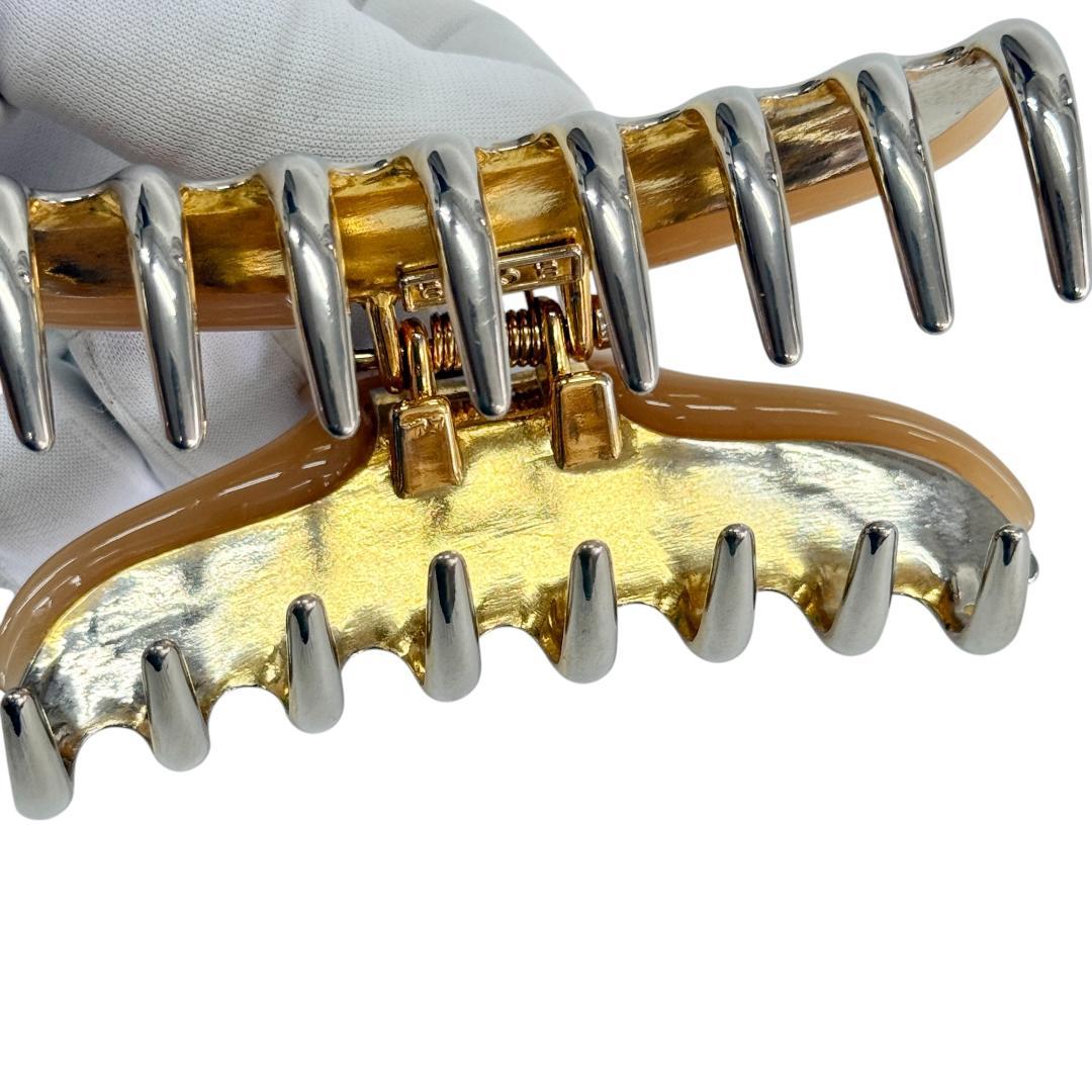 美品 acca ヘアクリップ ラインストーン ピンクベージュ ゴールド