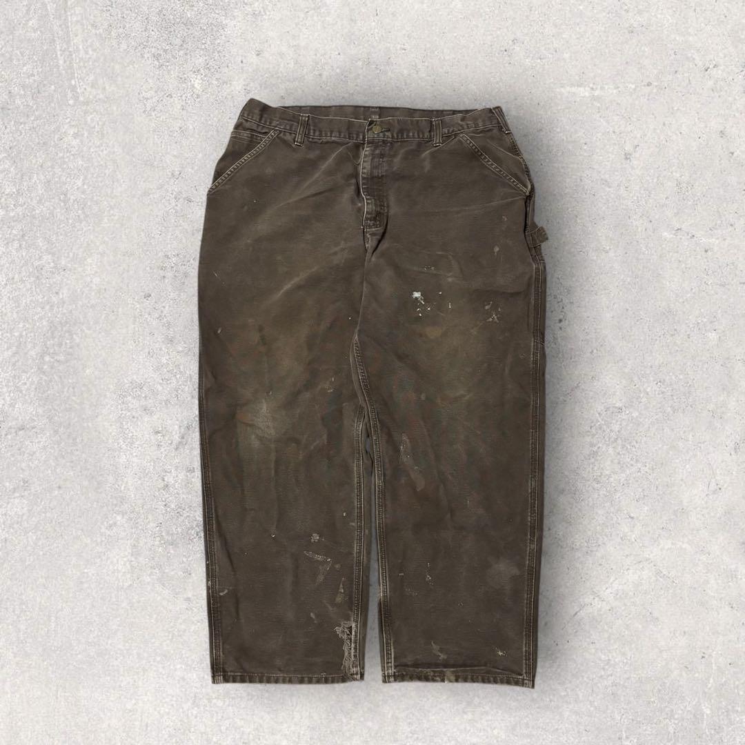 【カーハート】ペインターパンツ　ワークパンツ　茶色　40×30 極太　人気　j