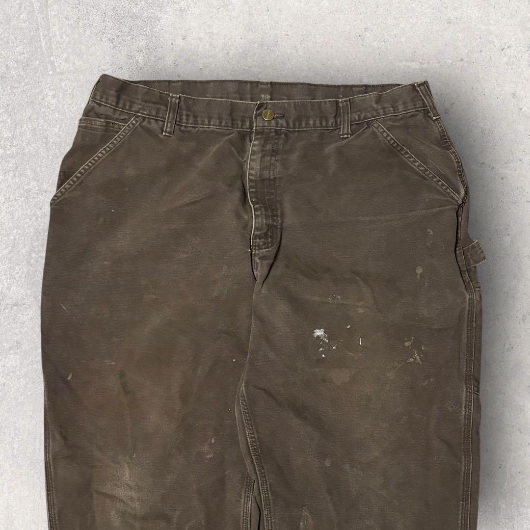 【カーハート】ペインターパンツ　ワークパンツ　茶色　40×30 極太　人気　j