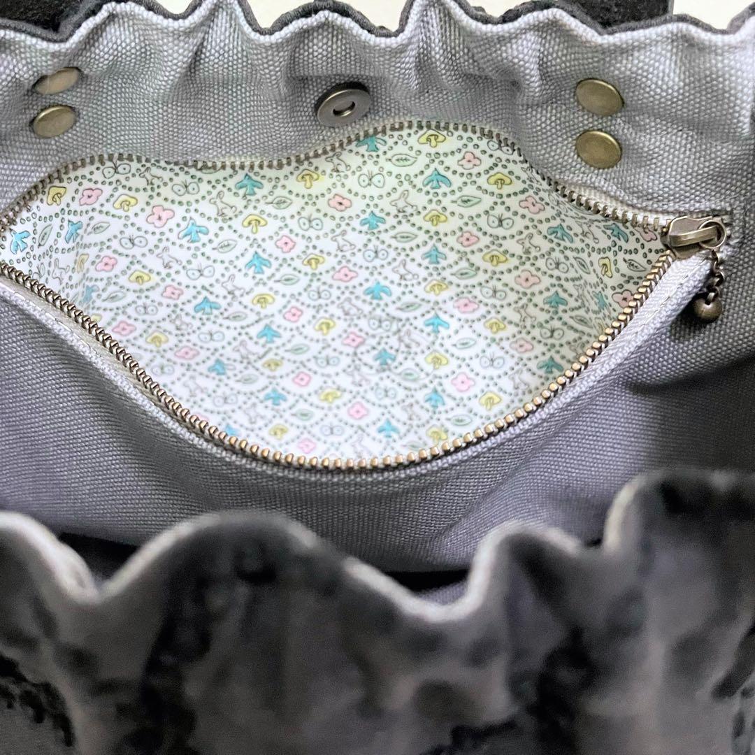 ミナペルホネン　ハンドメイド　2wayミニバッグ　チャコール