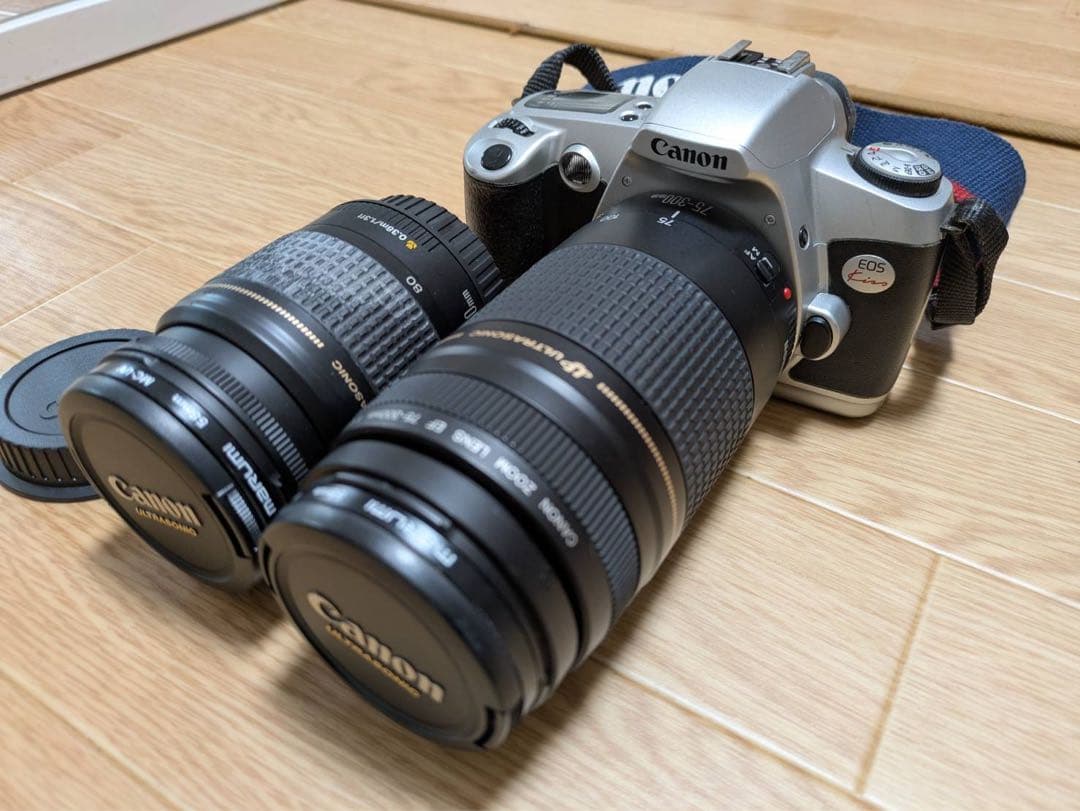 (ジャンク品)Canon EOS kiss一眼レフフィルムカメラ レンズ2本付き