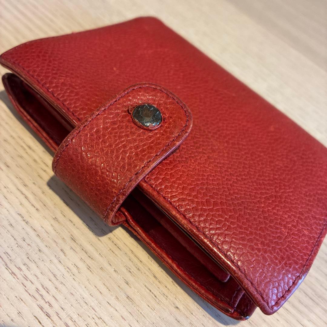 シャネル がま口 財布　赤 ココマーク 二つ折り 正規品