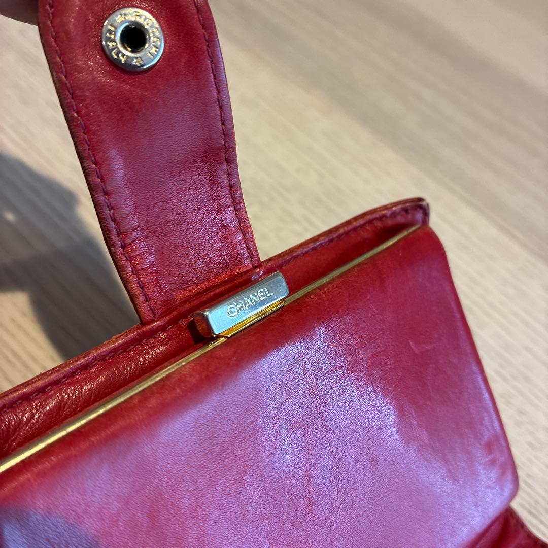 シャネル がま口 財布　赤 ココマーク 二つ折り 正規品