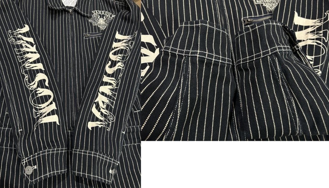 ＊VANSON ウォバッシュ イーグル 刺繍 襟 袖 プリント つなぎ XL