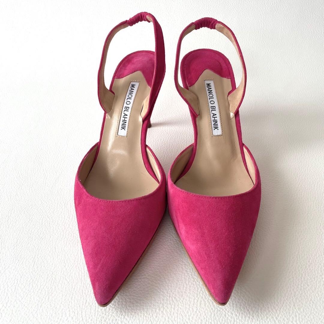 美品＊マノロブラニク キャロリン バッグストラップ【37】ピンク