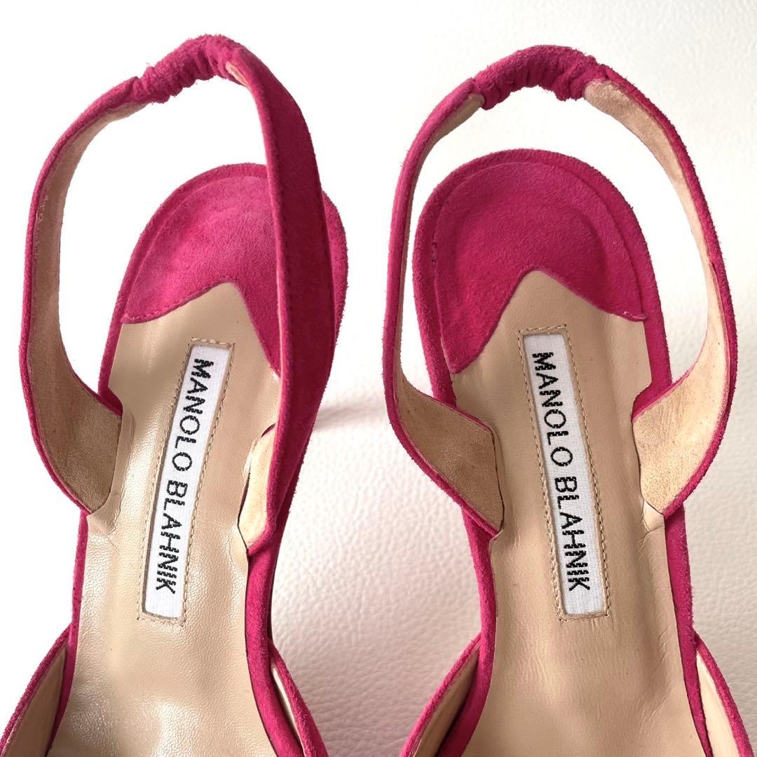 美品＊マノロブラニク キャロリン バッグストラップ【37】ピンク