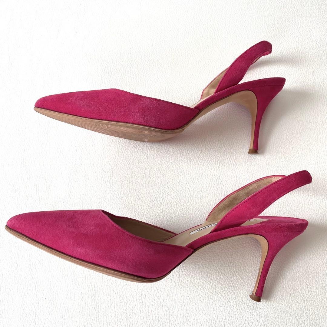 美品＊マノロブラニク キャロリン バッグストラップ【37】ピンク