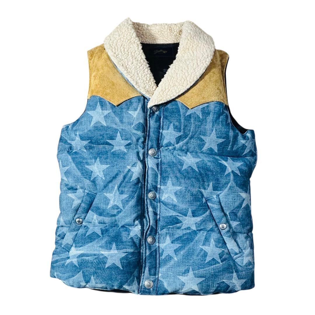 MARBLES R&CO コラボ　ダウンベスト　星　スター　ボア　デニム　L
