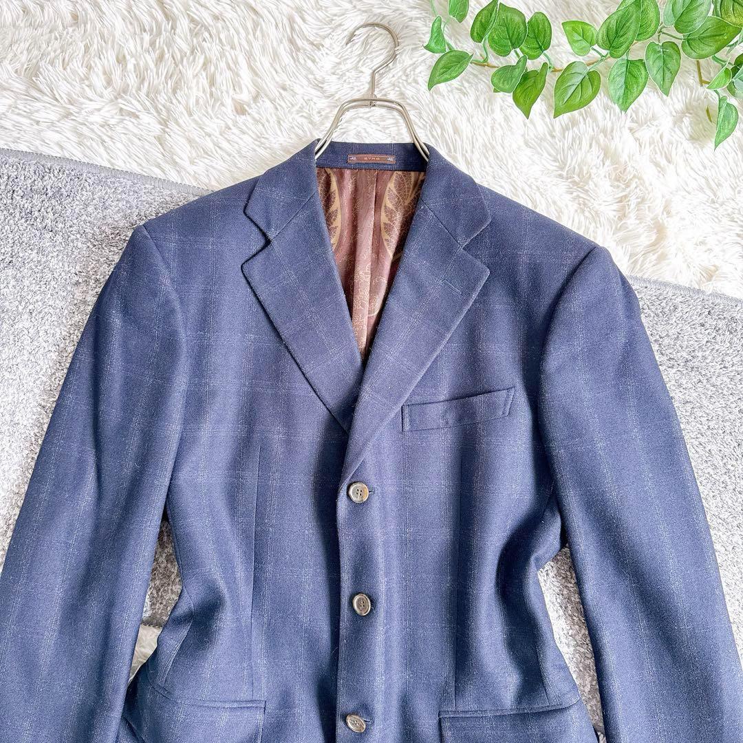ETRO エトロ　スーツ　セットアップ　ペイズリー柄　ネイビー　チェック柄　50