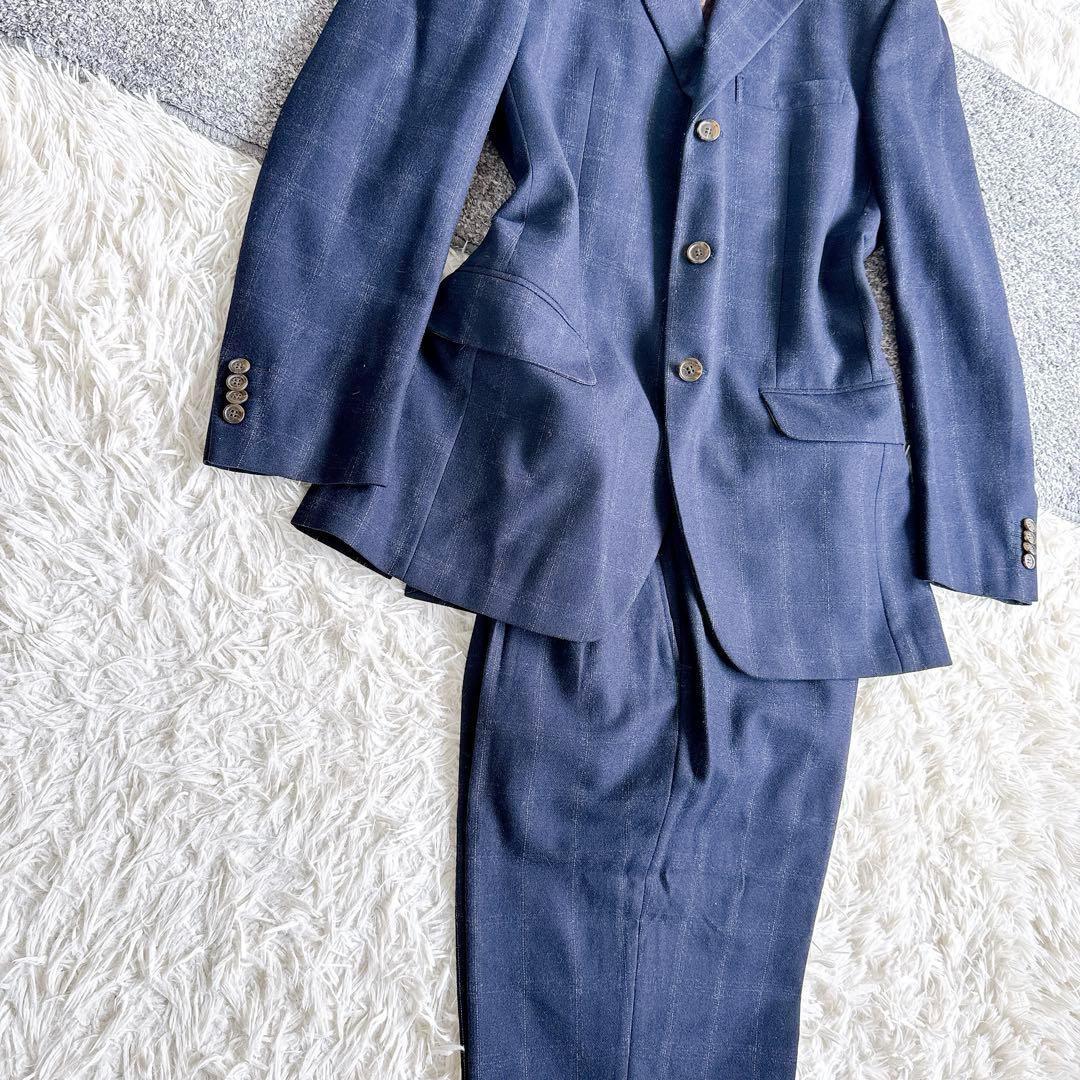 ETRO エトロ　スーツ　セットアップ　ペイズリー柄　ネイビー　チェック柄　50