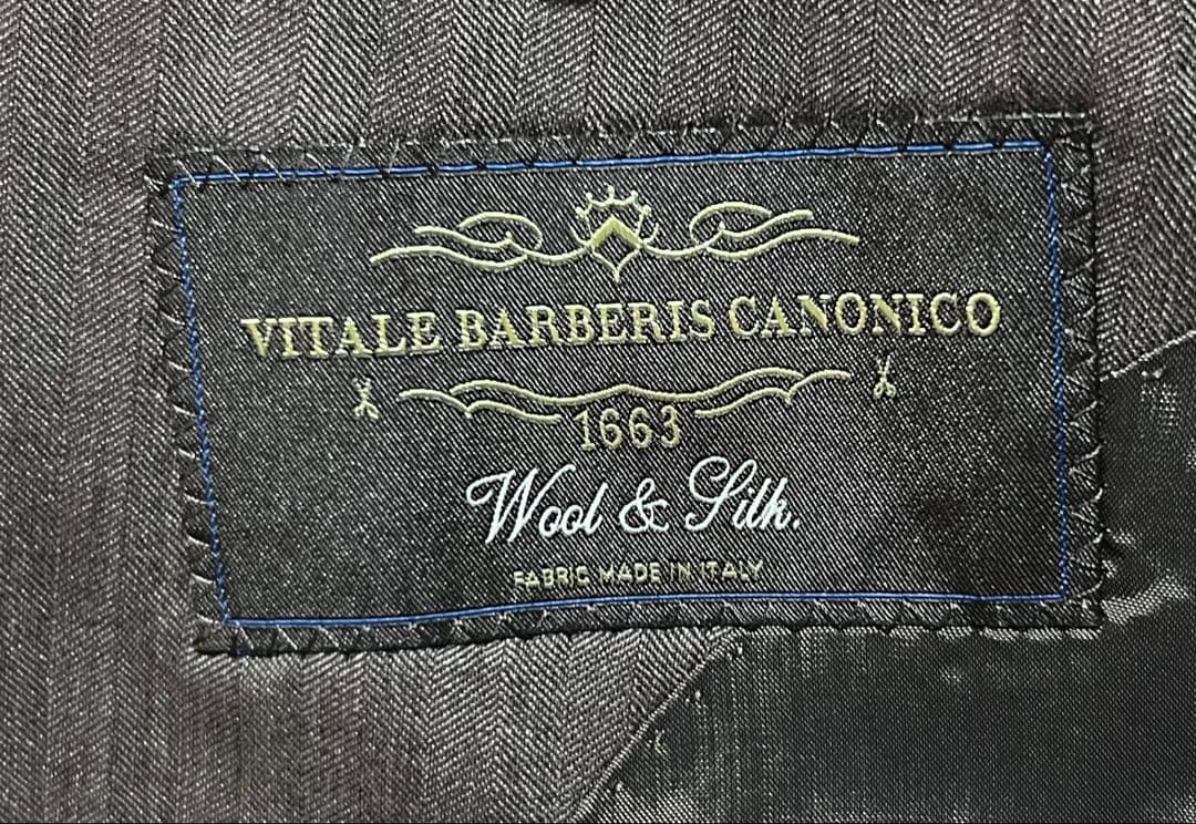 高級オーダースーツ カノニコ ウールシルク ダブル 6ボタン 茶 48-L相当