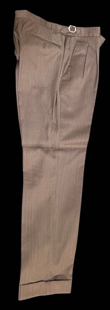 高級オーダースーツ カノニコ ウールシルク ダブル 6ボタン 茶 48-L相当